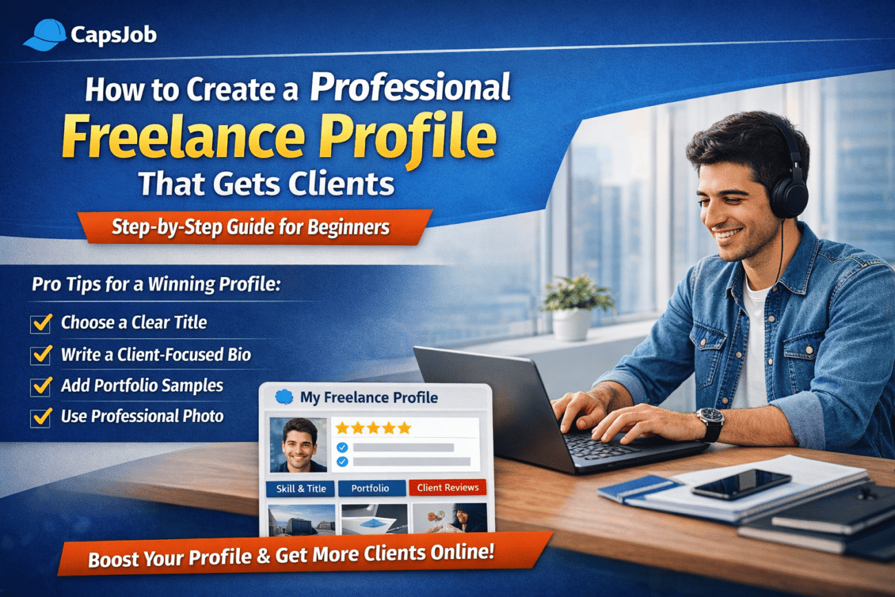 Professional freelance profile example showing how to create a client-winning freelancer profile for beginners